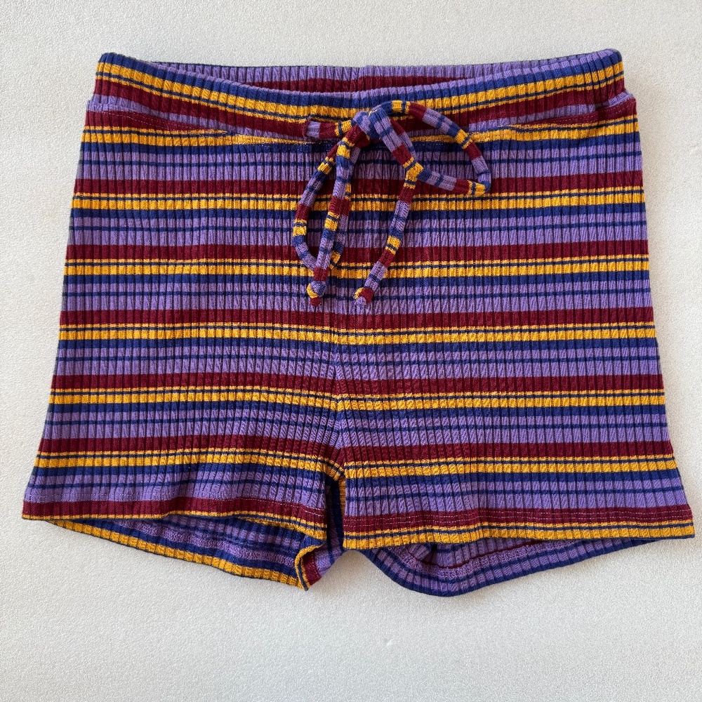 Sundry Striped Knit Fitted Shorts